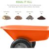 imageBest Choice Products DualWheel Home Utility Yard Wheelbarrow Garden Cart wBuiltin Stand for Lawn Gardening Construction  BlueOrange