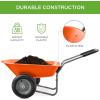 imageBest Choice Products DualWheel Home Utility Yard Wheelbarrow Garden Cart wBuiltin Stand for Lawn Gardening Construction  BlueOrange