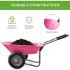 imageBest Choice Products DualWheel Home Utility Yard Wheelbarrow Garden Cart wBuiltin Stand for Lawn Gardening Construction  BluePink