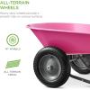 imageBest Choice Products DualWheel Home Utility Yard Wheelbarrow Garden Cart wBuiltin Stand for Lawn Gardening Construction  BluePink