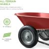 imageBest Choice Products DualWheel Home Utility Yard Wheelbarrow Garden Cart wBuiltin Stand for Lawn Gardening Construction  BlueRed