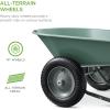imageBest Choice Products DualWheel Home Utility Yard Wheelbarrow Garden Cart wBuiltin Stand for Lawn Gardening Construction  BlueSeafoam