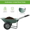 imageBest Choice Products DualWheel Home Utility Yard Wheelbarrow Garden Cart wBuiltin Stand for Lawn Gardening Construction  BlueSeafoam