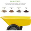 imageBest Choice Products DualWheel Home Utility Yard Wheelbarrow Garden Cart wBuiltin Stand for Lawn Gardening Construction  BlueYellow