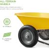 imageBest Choice Products DualWheel Home Utility Yard Wheelbarrow Garden Cart wBuiltin Stand for Lawn Gardening Construction  BlueYellow