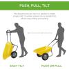 imageBest Choice Products DualWheel Home Utility Yard Wheelbarrow Garden Cart wBuiltin Stand for Lawn Gardening Construction  BlueYellow