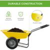imageBest Choice Products DualWheel Home Utility Yard Wheelbarrow Garden Cart wBuiltin Stand for Lawn Gardening Construction  BlueYellow