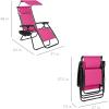 imageBest Choice Products Folding Zero Gravity Outdoor Recliner Patio Lounge Chair wAdjustable Canopy Shade Headrest Side Accessory Tray Textilene Mesh  Amethyst PurpleHot PinkBlack