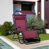 imageBest Choice Products Folding Zero Gravity Outdoor Recliner Patio Lounge Chair wAdjustable Canopy Shade Headrest Side Accessory Tray Textilene Mesh  Amethyst PurpleBurgundy