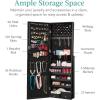 imageBest Choice Products Freestanding Jewelry Armoire Cabinet Full Length Standing Mirror Lockable Makeup Storage Organizer wVelvet Lining 3 Angles Lock Accessory Pouch 5 Shelves  Rustic BrownBlack