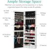 imageBest Choice Products Freestanding Jewelry Armoire Cabinet Full Length Standing Mirror Lockable Makeup Storage Organizer wVelvet Lining 3 Angles Lock Accessory Pouch 5 Shelves  Rustic BrownWhite