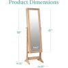 imageBest Choice Products Freestanding Jewelry Armoire Cabinet Full Length Standing Mirror Lockable Makeup Storage Organizer wVelvet Lining 3 Angles Lock Accessory Pouch 5 Shelves  Rustic BrownNatural Oak