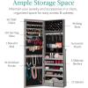 imageBest Choice Products Freestanding Jewelry Armoire Cabinet Full Length Standing Mirror Lockable Makeup Storage Organizer wVelvet Lining 3 Angles Lock Accessory Pouch 5 Shelves  Rustic BrownGray Oak