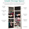 imageBest Choice Products Freestanding Jewelry Armoire Cabinet Full Length Standing Mirror Lockable Makeup Storage Organizer wVelvet Lining 3 Angles Lock Accessory Pouch 5 Shelves  Rustic BrownCoastal White