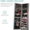 imageBest Choice Products Freestanding Jewelry Armoire Cabinet Full Length Standing Mirror Lockable Makeup Storage Organizer wVelvet Lining 3 Angles Lock Accessory Pouch 5 Shelves  Rustic BrownGray Oak