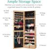 imageBest Choice Products Freestanding Jewelry Armoire Cabinet Full Length Standing Mirror Lockable Makeup Storage Organizer wVelvet Lining 3 Angles Lock Accessory Pouch 5 Shelves  Rustic BrownNatural Oak