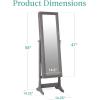 imageBest Choice Products Freestanding Jewelry Armoire Cabinet Full Length Standing Mirror Lockable Makeup Storage Organizer wVelvet Lining 3 Angles Lock Accessory Pouch 5 Shelves  Rustic BrownGray Oak
