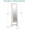 imageBest Choice Products Freestanding Jewelry Armoire Cabinet Full Length Standing Mirror Lockable Makeup Storage Organizer wVelvet Lining 3 Angles Lock Accessory Pouch 5 Shelves  Rustic BrownCoastal White