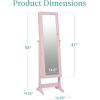 imageBest Choice Products Freestanding Jewelry Armoire Cabinet Full Length Standing Mirror Lockable Makeup Storage Organizer wVelvet Lining 3 Angles Lock Accessory Pouch 5 Shelves  Rustic BrownDusty Pink