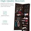 imageBest Choice Products Freestanding Jewelry Armoire Cabinet Full Length Standing Mirror Lockable Makeup Storage Organizer wVelvet Lining 3 Angles Lock Accessory Pouch 5 Shelves  Rustic BrownEspresso