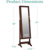 imageBest Choice Products Freestanding Jewelry Armoire Cabinet Full Length Standing Mirror Lockable Makeup Storage Organizer wVelvet Lining 3 Angles Lock Accessory Pouch 5 Shelves  Rustic BrownWalnut