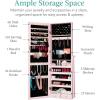 imageBest Choice Products Freestanding Jewelry Armoire Cabinet Full Length Standing Mirror Lockable Makeup Storage Organizer wVelvet Lining 3 Angles Lock Accessory Pouch 5 Shelves  Rustic BrownDusty Pink