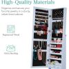 imageBest Choice Products Freestanding Jewelry Armoire Cabinet Full Length Standing Mirror Lockable Makeup Storage Organizer wVelvet Lining 3 Angles Lock Accessory Pouch 5 Shelves  Rustic BrownPowder Blue