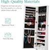 imageBest Choice Products Freestanding Jewelry Armoire Cabinet Full Length Standing Mirror Lockable Makeup Storage Organizer wVelvet Lining 3 Angles Lock Accessory Pouch 5 Shelves  Rustic BrownWhite