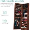 imageBest Choice Products Freestanding Jewelry Armoire Cabinet Full Length Standing Mirror Lockable Makeup Storage Organizer wVelvet Lining 3 Angles Lock Accessory Pouch 5 Shelves  Rustic BrownWalnut