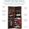 imageBest Choice Products Freestanding Jewelry Armoire Cabinet Full Length Standing Mirror Lockable Makeup Storage Organizer wVelvet Lining 3 Angles Lock Accessory Pouch 5 Shelves  Rustic BrownWalnut
