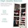 imageBest Choice Products Freestanding Jewelry Armoire Cabinet Full Length Standing Mirror Lockable Makeup Storage Organizer wVelvet Lining 3 Angles Lock Accessory Pouch 5 Shelves  Rustic BrownCoastal White