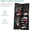 imageBest Choice Products Freestanding Jewelry Armoire Cabinet Full Length Standing Mirror Lockable Makeup Storage Organizer wVelvet Lining 3 Angles Lock Accessory Pouch 5 Shelves  Rustic BrownBlack