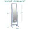imageBest Choice Products Freestanding Jewelry Armoire Cabinet Full Length Standing Mirror Lockable Makeup Storage Organizer wVelvet Lining 3 Angles Lock Accessory Pouch 5 Shelves  Rustic BrownPowder Blue