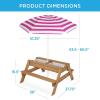 imageBest Choice Products Kids 3in1 Sand ampamp Water Table Wood Outdoor Convertible Picnic Table wUmbrella 2 Trays Removable Top 220lb Capacity Per Bench GreenNaturalDark Pink