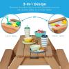 imageBest Choice Products Kids 3in1 Sand ampamp Water Table Wood Outdoor Convertible Picnic Table wUmbrella 2 Trays Removable Top 220lb Capacity Per Bench GreenNaturalDark Pink