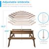 imageBest Choice Products Kids 3in1 Sand ampamp Water Table Wood Outdoor Convertible Picnic Table wUmbrella 2 Trays Removable Top 220lb Capacity Per Bench GreenWalnutBeige