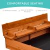 imageBest Choice Products Kids Outdoor Wooden Sandbox Large Cedar Wood with Foldable Bench Seats and Sand Protection Bottom Liner Included  BrownBrown