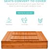 imageBest Choice Products Kids Outdoor Wooden Sandbox Large Cedar Wood with Foldable Bench Seats and Sand Protection Bottom Liner Included  BrownBrown