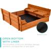 imageBest Choice Products Kids Outdoor Wooden Sandbox Large Cedar Wood with Foldable Bench Seats and Sand Protection Bottom Liner Included  BrownBrown