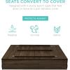 imageBest Choice Products Kids Outdoor Wooden Sandbox Large Cedar Wood with Foldable Bench Seats and Sand Protection Bottom Liner Included  BrownEspresso