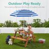 imageBest Choice Products Kids Wooden Picnic Table Outdoor Activity ampamp Dining Table wAdjustable Collapsible Umbrella Builtin Seats  Golden BrownNavyGolden BrownNavy