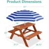 imageBest Choice Products Kids Wooden Picnic Table Outdoor Activity ampamp Dining Table wAdjustable Collapsible Umbrella Builtin Seats  Golden BrownNavyGolden BrownNavy