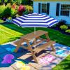 imageBest Choice Products Kids Wooden Picnic Table Outdoor Activity ampamp Dining Table wAdjustable Collapsible Umbrella Builtin Seats  Golden BrownNavyNaturalNavy
