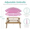 imageBest Choice Products Kids Wooden Picnic Table Outdoor Activity ampamp Dining Table wAdjustable Collapsible Umbrella Builtin Seats  Golden BrownNavyNaturalDark Pink