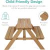 imageBest Choice Products Kids Wooden Picnic Table Outdoor Activity ampamp Dining Table wAdjustable Collapsible Umbrella Builtin Seats  Golden BrownNavyNaturalNavy