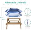 imageBest Choice Products Kids Wooden Picnic Table Outdoor Activity ampamp Dining Table wAdjustable Collapsible Umbrella Builtin Seats  Golden BrownNavyNaturalNavy
