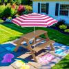 imageBest Choice Products Kids Wooden Picnic Table Outdoor Activity ampamp Dining Table wAdjustable Collapsible Umbrella Builtin Seats  Golden BrownNavyNaturalDark Pink