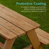 imageBest Choice Products Kids Wooden Picnic Table Outdoor Activity ampamp Dining Table wAdjustable Collapsible Umbrella Builtin Seats  Golden BrownNavyNaturalDark Pink