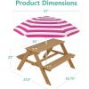 imageBest Choice Products Kids Wooden Picnic Table Outdoor Activity ampamp Dining Table wAdjustable Collapsible Umbrella Builtin Seats  Golden BrownNavyNaturalDark Pink