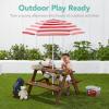 imageBest Choice Products Kids Wooden Picnic Table Outdoor Activity ampamp Dining Table wAdjustable Collapsible Umbrella Builtin Seats  Golden BrownNavyWalnutRed